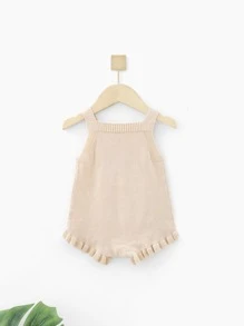 Áo len trẻ em Nút viền lá sen sọc cầu vồng Dễ thương - Màu be - Xem 2