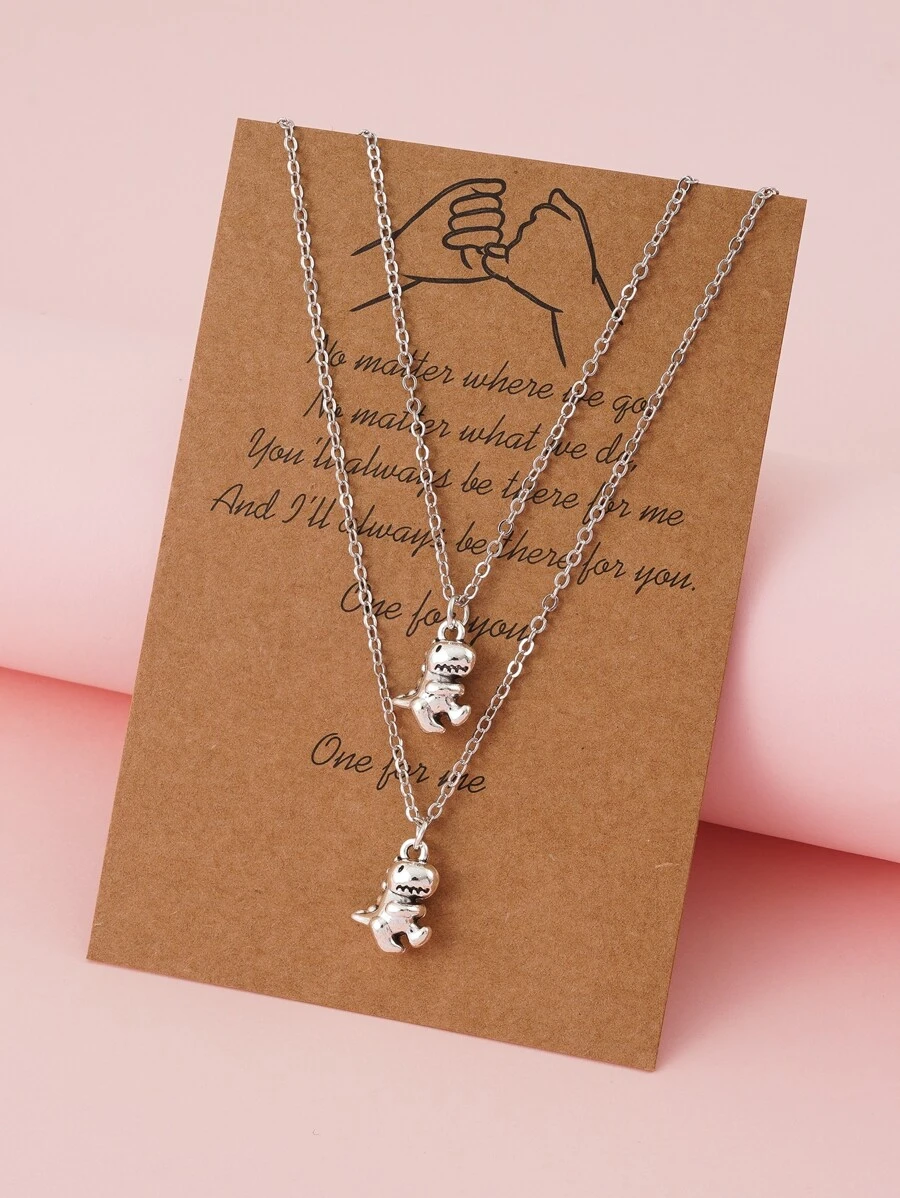 2 chiếc vòng cổ quyến rũ khủng long - Bạc - Xem 1