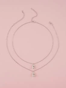 2 chiếc vòng cổ quyến rũ khủng long - Bạc - Xem 2