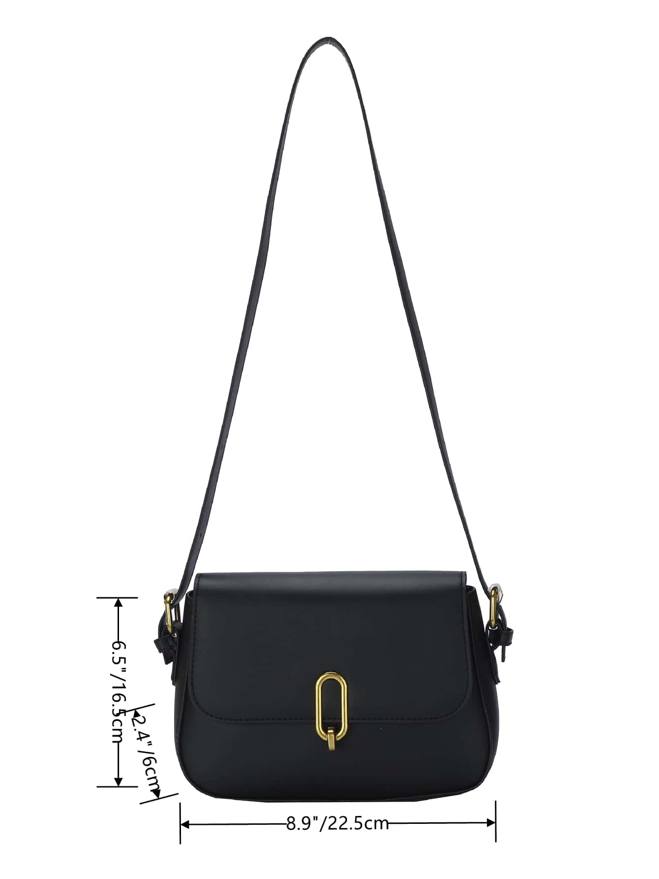Bolso sillín minimalista con solapa - Negro - Añade 3