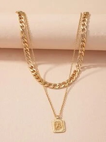 Mặt dây chuyền hình học nhiều lớp vòng cổ - Vàng - Xem 2