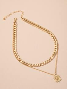 Mặt dây chuyền hình học nhiều lớp vòng cổ - Vàng - Xem 3