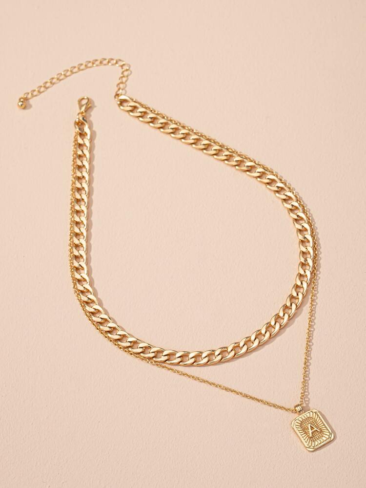 Mặt dây chuyền hình học nhiều lớp vòng cổ - Vàng - Xem 3