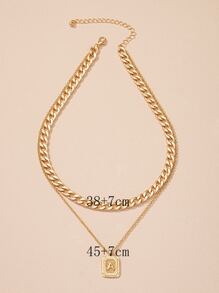 Mặt dây chuyền hình học nhiều lớp vòng cổ - Vàng - Xem 4