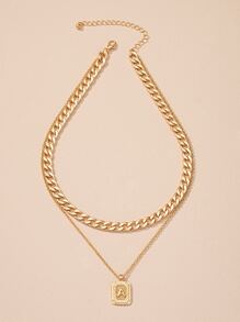 Mặt dây chuyền hình học nhiều lớp vòng cổ - Vàng - Xem 5