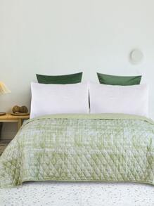 Graphic Print Quilted Bedspread - Green - View 1