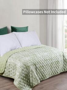 Graphic Print Quilted Bedspread - Green - View 6