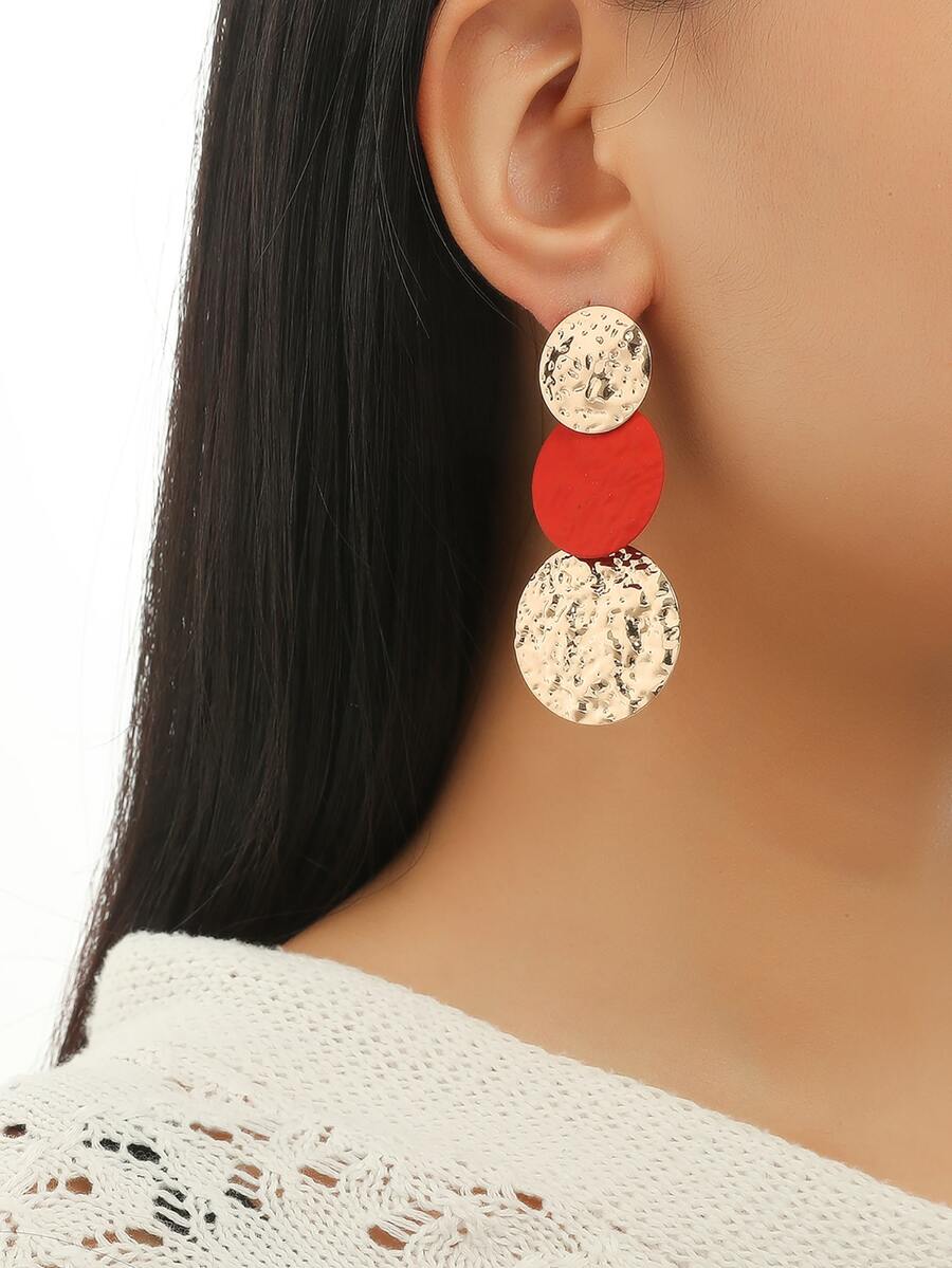 Hoa tai thả tròn bất đối xứng - Nhiều màu - Xem 1