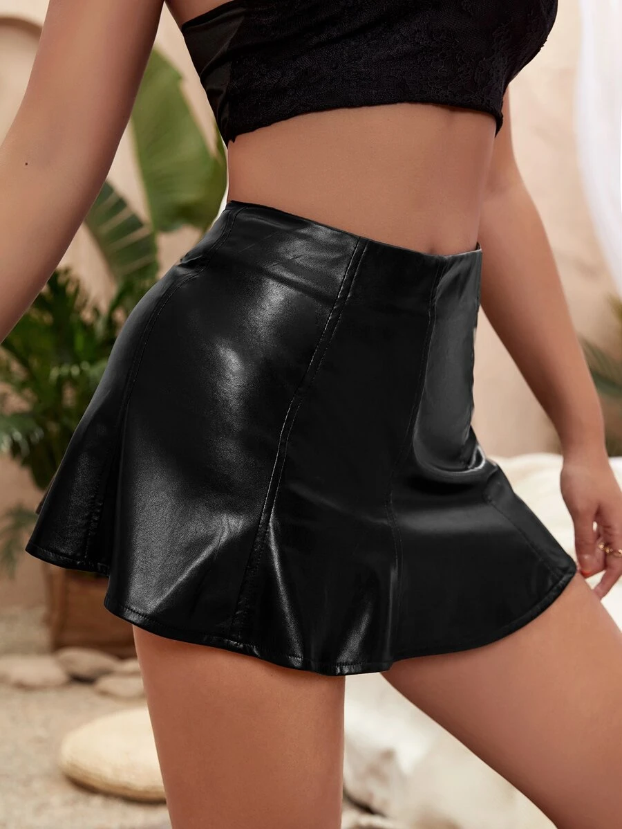 Váy nữ Dây kéo màu trơn Gợi cảm - màu đen - Xem 1