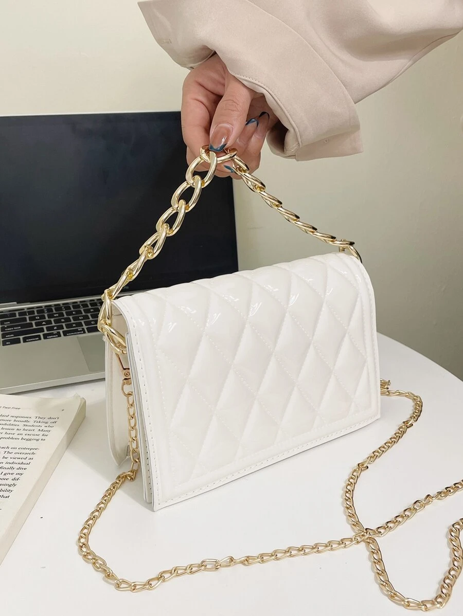 Waterproof,Lightweight,Business Casual Mini Quilted Flap Chain Square Bag For Teen Girls Women College Students,Rookies & White-collar Workers Perfect for Office,College,Work ,Business,Commute - White - View 1