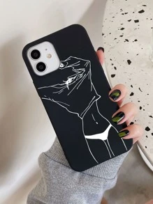 Funda para móvil arte de línea - Blanco y Negro - Ver 1