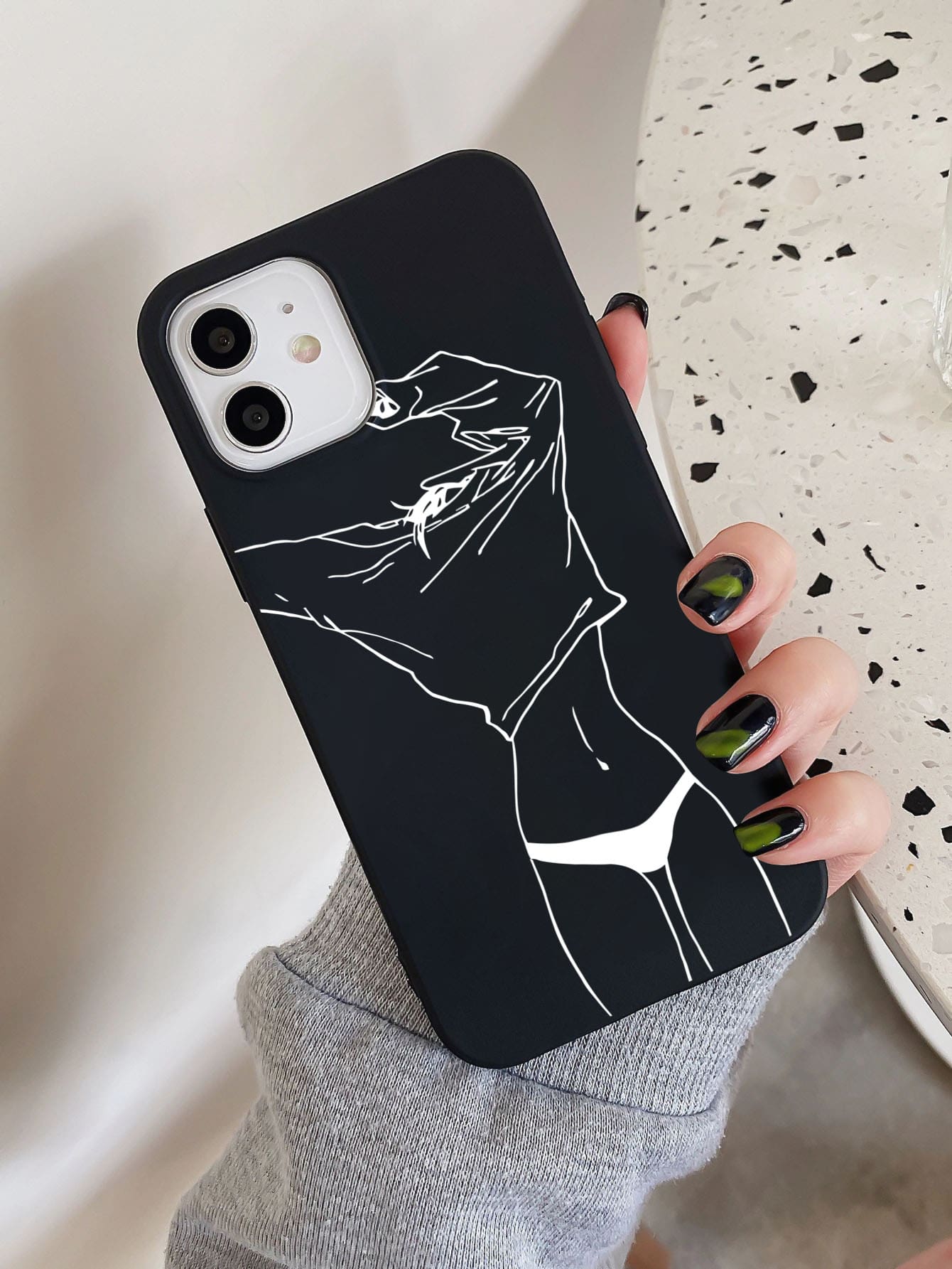 Funda para móvil arte de línea - Blanco y Negro - Ver 1