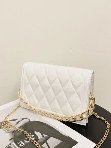 Waterproof,Lightweight,Business Casual Mini Quilted Flap Chain Square Bag For Teen Girls Women College Students,Rookies & White-collar Workers Perfect for Office,College,Work ,Business,Commute - White - View 2