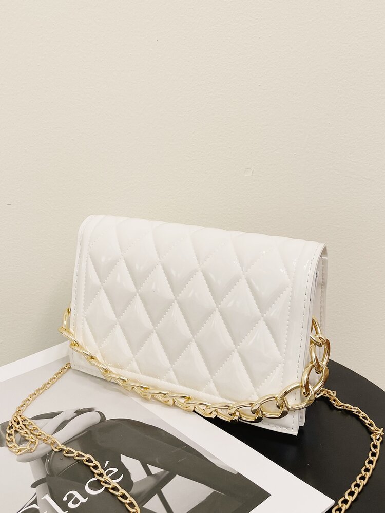 Waterproof,Lightweight,Business Casual Mini Quilted Flap Chain Square Bag For Teen Girls Women College Students,Rookies & White-collar Workers Perfect for Office,College,Work ,Business,Commute - White - View 2