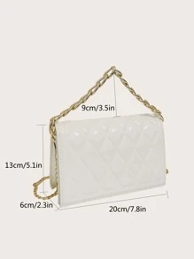 Waterproof,Lightweight,Business Casual Mini Quilted Flap Chain Square Bag For Teen Girls Women College Students,Rookies & White-collar Workers Perfect for Office,College,Work ,Business,Commute - White - View 3