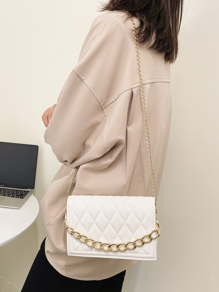 Waterproof,Lightweight,Business Casual Mini Quilted Flap Chain Square Bag For Teen Girls Women College Students,Rookies & White-collar Workers Perfect for Office,College,Work ,Business,Commute - White - View 7