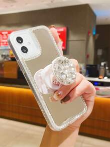 水鑽裝飾鏡子鑽石手機殼附手機氣囊支架 - 無色 - 查看 1