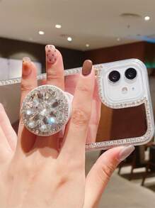 水鑽裝飾鏡子鑽石手機殼附手機氣囊支架 - 無色 - 查看 3
