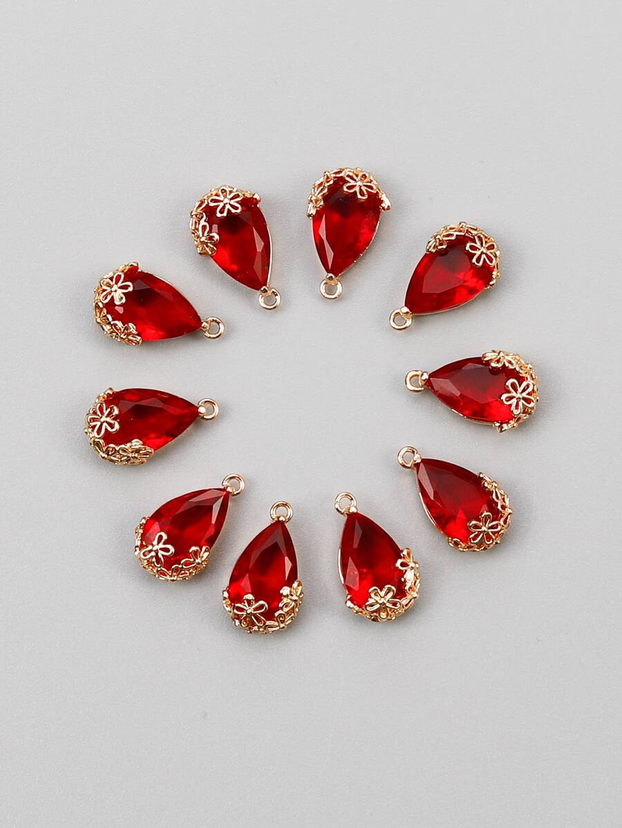 10 piezas Colgante DIY cristal gota de agua - Rojo - Ver 1