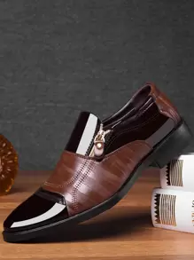 Hombres Zapatos de vestir con cremallera lateral de punta - Marrón - Ver 1