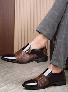 Hombres Zapatos de vestir con cremallera lateral de punta - Marrón - Ver 2