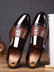 Hombres Zapatos de vestir con cremallera lateral de punta - Marrón - Ver 4