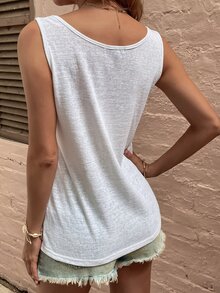 Camiseta de tirantes con botones falsos - Blanco - Ver 2