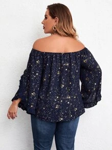 Áo sơ mi Plus Size Xù Thiên hà Giải trí - Màu xanh hải quân - Xem 3