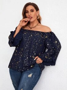 Áo sơ mi Plus Size Xù Thiên hà Giải trí - Màu xanh hải quân - Xem 1