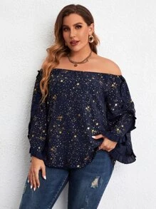 Áo sơ mi Plus Size Xù Thiên hà Giải trí - Màu xanh hải quân - Xem 5