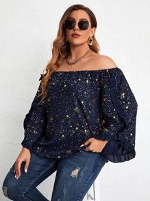 Áo sơ mi Plus Size Xù Thiên hà Giải trí - Màu xanh hải quân - Xem 7