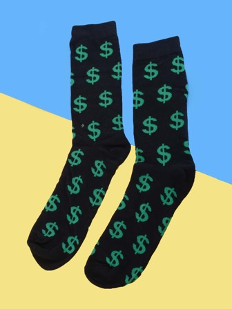 男士美元圖案中筒襪