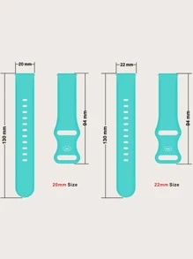 素色矽膠錶帶適用於智能手錶 - 薄荷藍 - 查看 7
