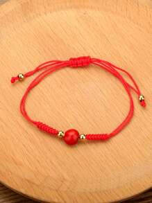 2pcs Bead Decor Braided Bracelet - Red - View 5