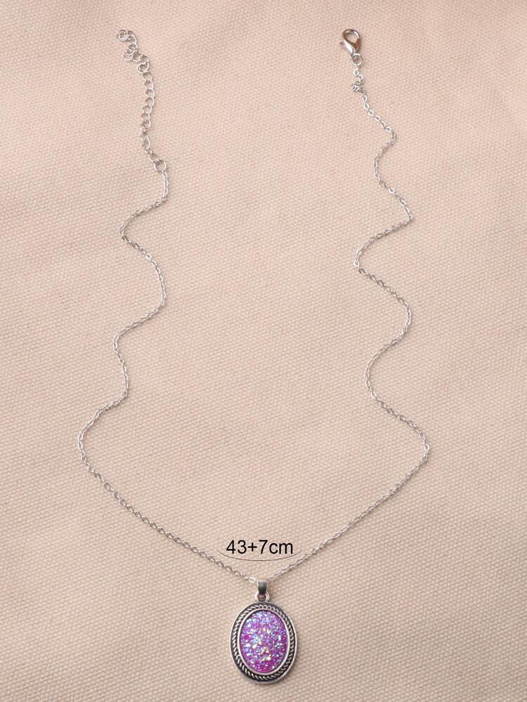 樹脂裝飾項鍊 - 紫色 - 查看 3