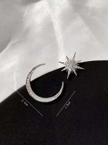 Rhinestone Moon & Star Decor Earrings - Silver - View 4