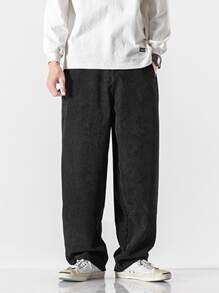 Manfinity Quần Nam Túi màu trơn Giải trí - màu đen - Xem 4