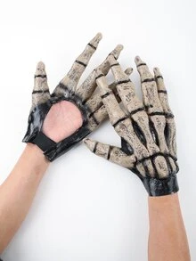 Skeleton Costume Gloves - Apricot - View 2