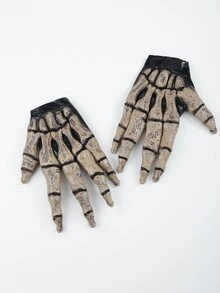 Skeleton Costume Gloves - Apricot - View 3