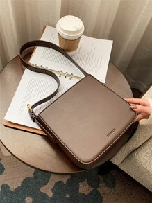 古韻十足,優雅輕盈的商務休閒復古設計字母圖案桶袋,適合十幾歲的女孩,女性大學生,新手與白領工作者,非常適合辦公室、學院、工作、商務、通勤、戶外、旅行、外出,方形包包非常適合辦公室、工作、商務、通勤 - 咖啡棕 - 查看 1