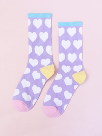 愛心圖案中筒襪