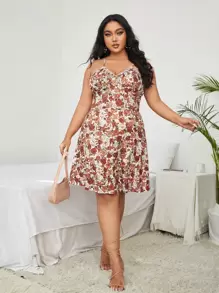 Calvaya Vestido de tirantes con estampado floral fruncido - Multicolor - Ver 5