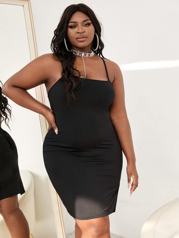 SHEIN SXY Robe moulante à fines brides dos-nu à lacets - Noir - Voir 3