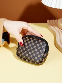 滿版花卉圖案零錢包 - 棕色 - 查看 3