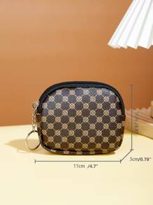 滿版花卉圖案零錢包 - 棕色 - 查看 4