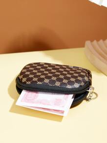 滿版花卉圖案零錢包 - 棕色 - 查看 5