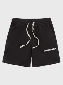 Manfinity Men 2pcs Letter Graphic Drawstring Waist Shorts - Multicolor - View 3