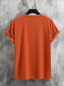 Manfinity 男士條紋針織圓領T恤 - 亮橙色 - 查看 2