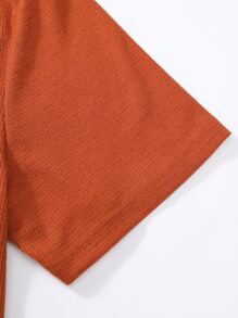 Manfinity 男士條紋針織圓領T恤 - 亮橙色 - 查看 4