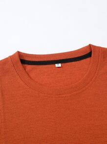 Manfinity 男士條紋針織圓領T恤 - 亮橙色 - 查看 5